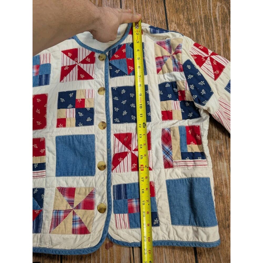 Vintage Susan Bristol Casuals Patchwork Quilt Patriotic Pattern Jacket Size S - Picture 12 of 12